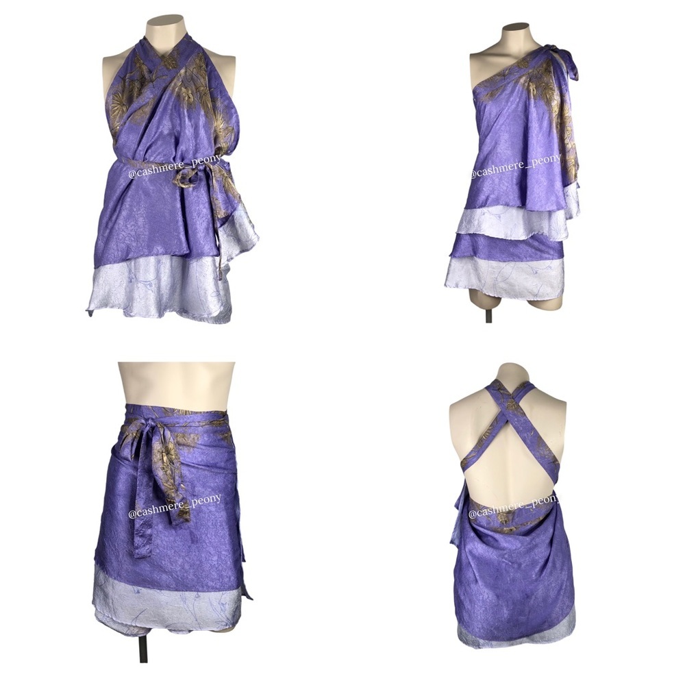 Two Layer Magic Wrap Silk Print Skirt Sari